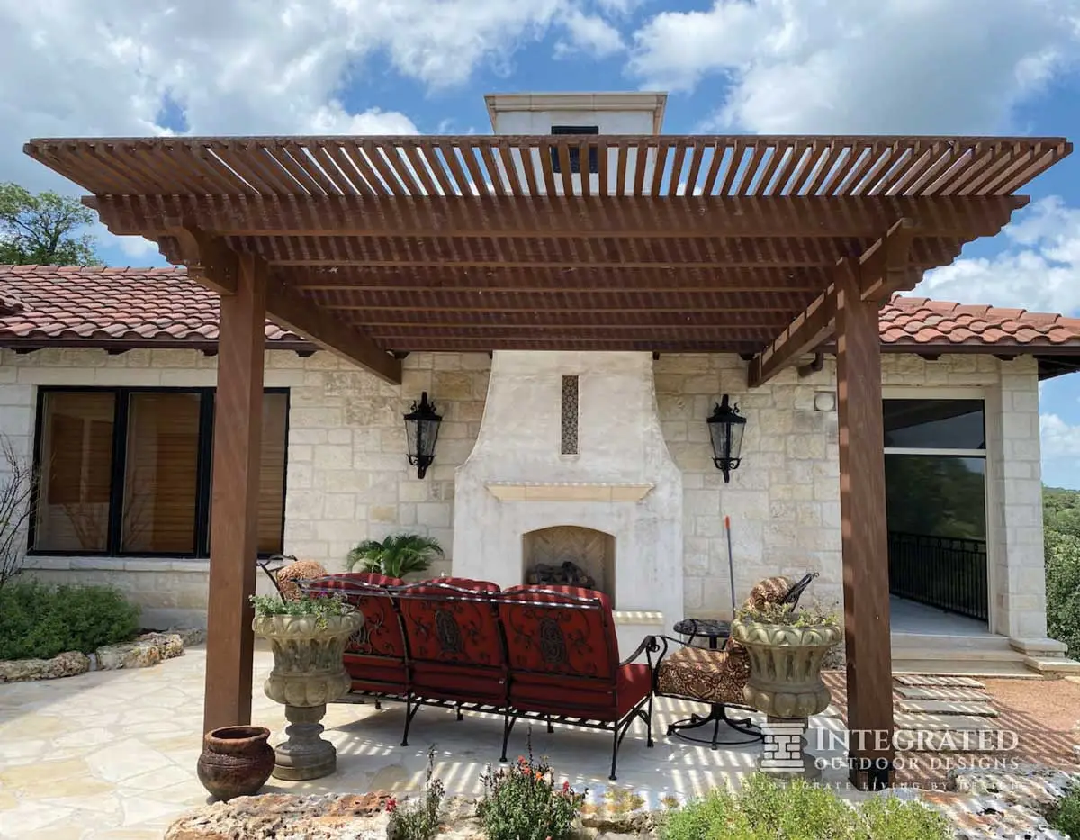 Wooden arbor and pergola by Integrated Outdoor Designs