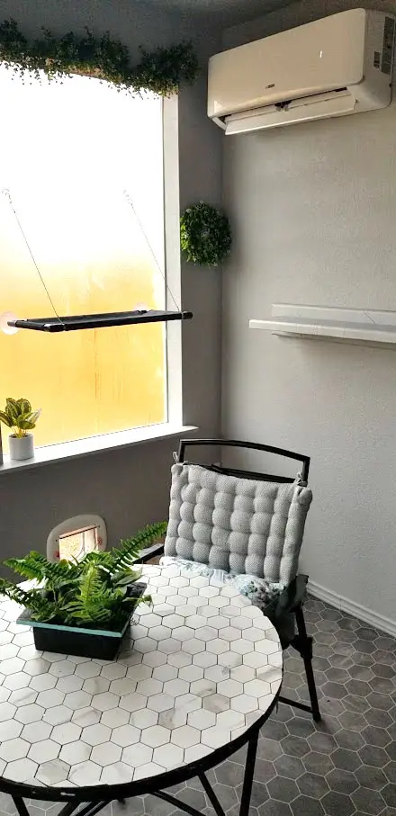 Completed catio with AC unit